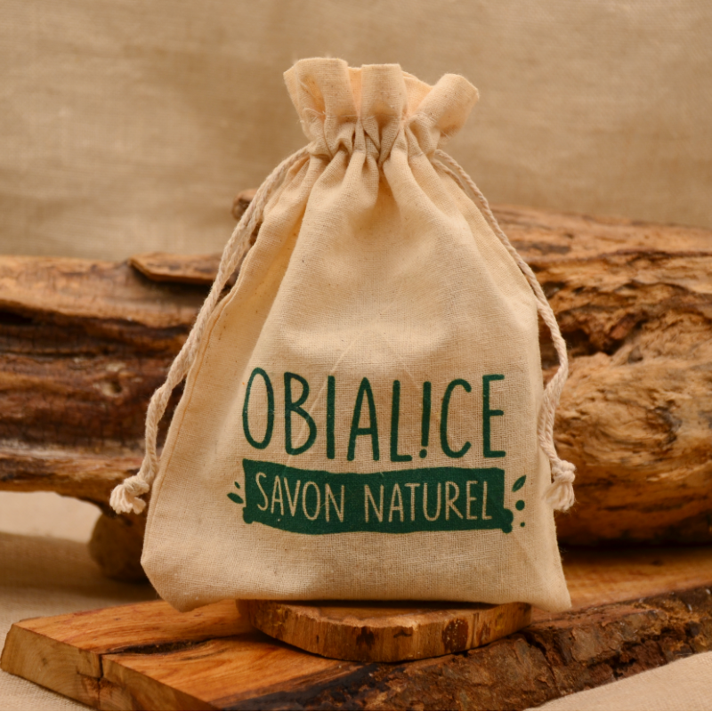 Pochon de voyage en coton imprimé Obialice savonnerie France